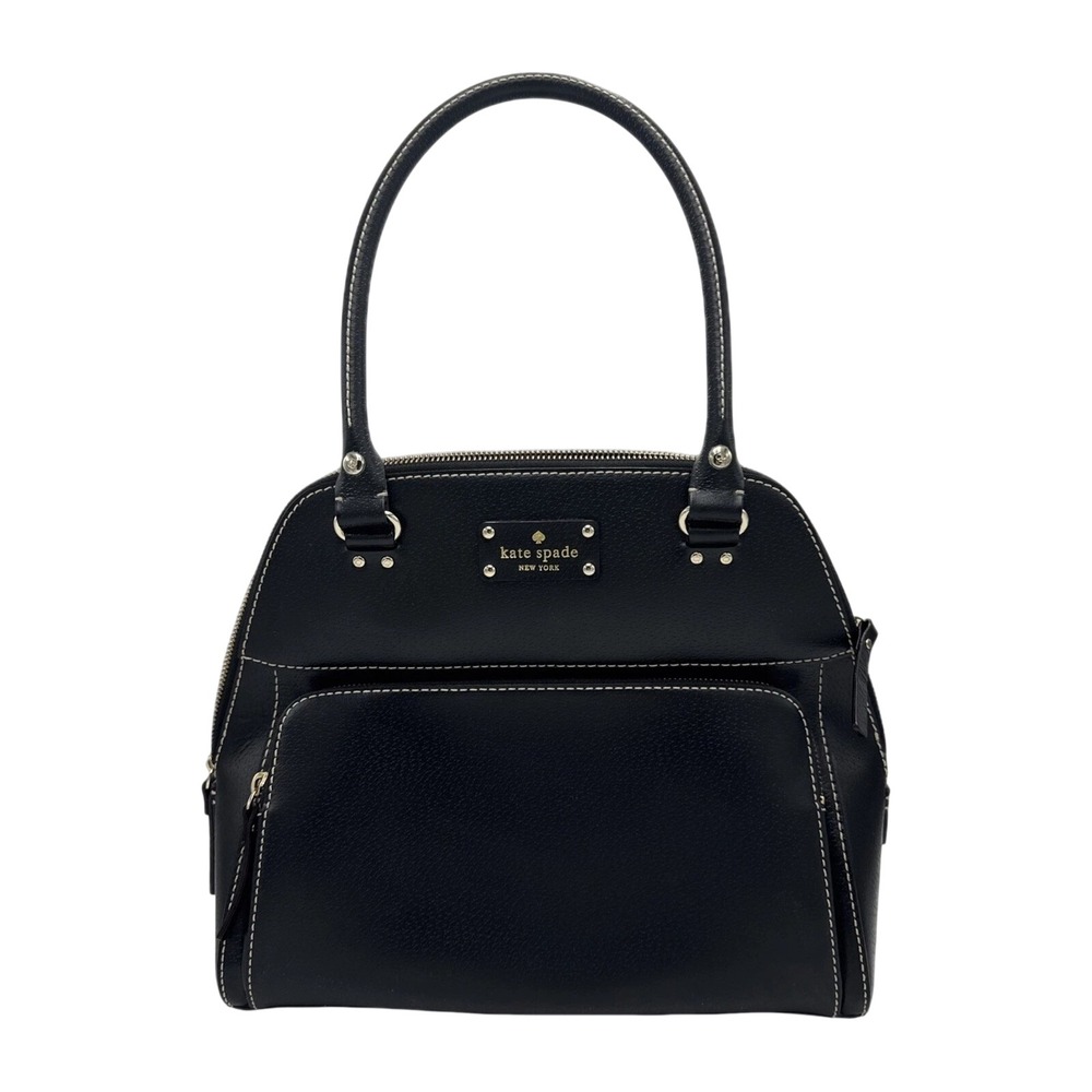Kate Spade New York Black Leather Satchel Handbag Top Handle Purse WKRU1429